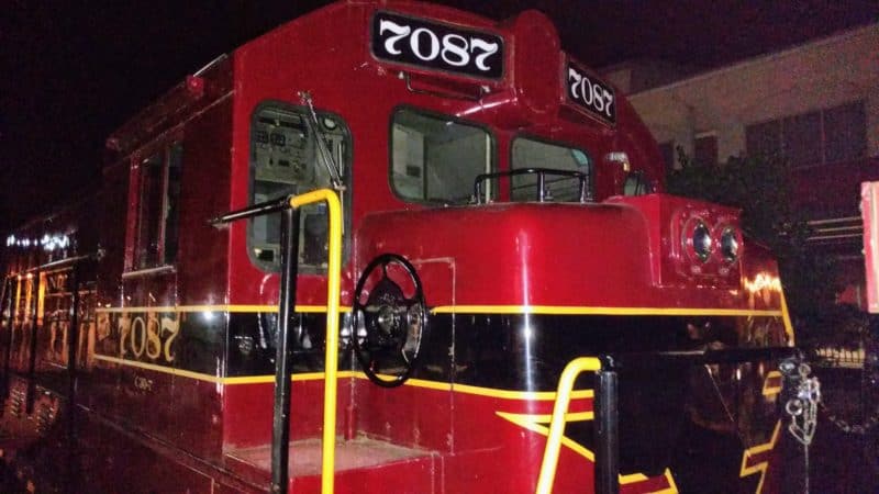 Engine 7087 at the New Hope Station at night