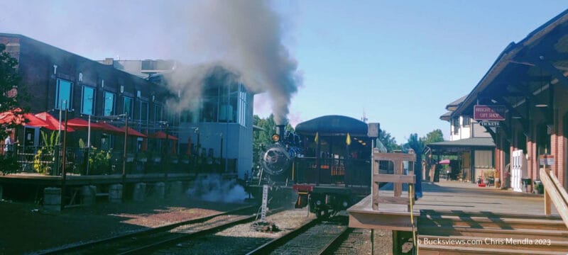 Engine 40 steaming from the shed